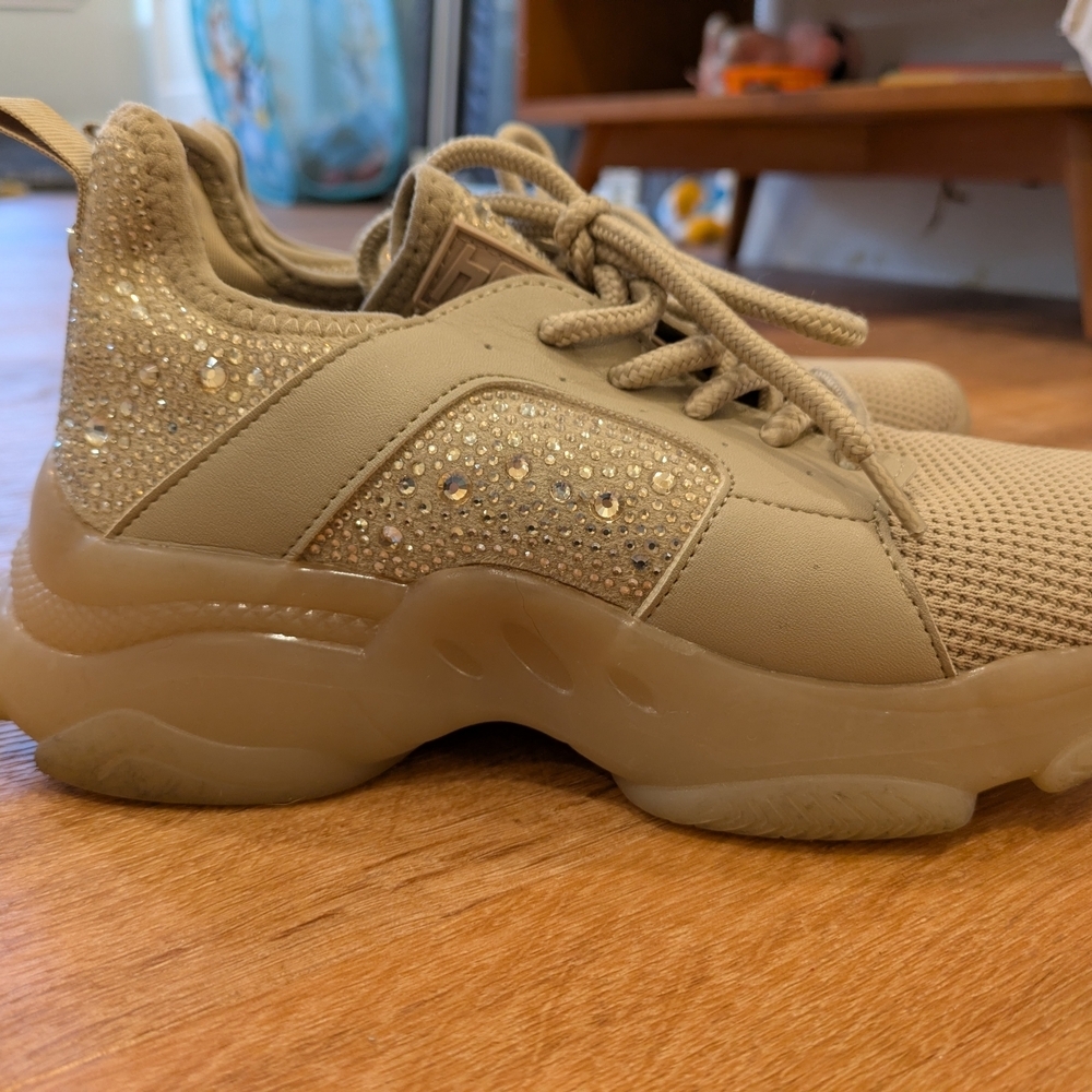 Steve Madden Tan Sneakers with Rhinestones - Picture 5 of 12